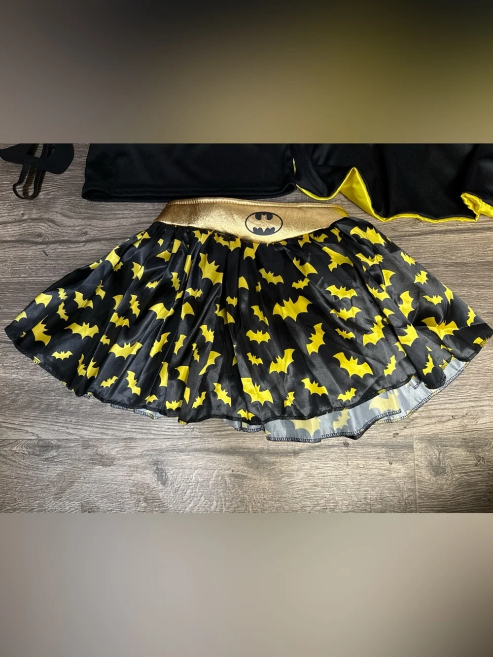 DC Batgirl Costume Set in Black and Yellow - Cape, Dress, Skirt & Mask